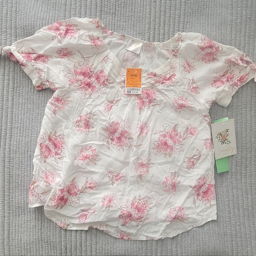 Pink Floral Short-Sleeve Top